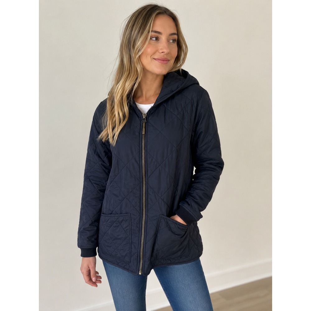 Duluth Trading Co Womens Black Quilted Hooded Jacket Coat 57610 Size S